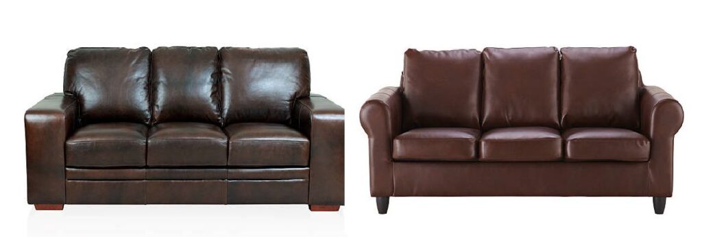 Leather and Fabric Sofa Combination